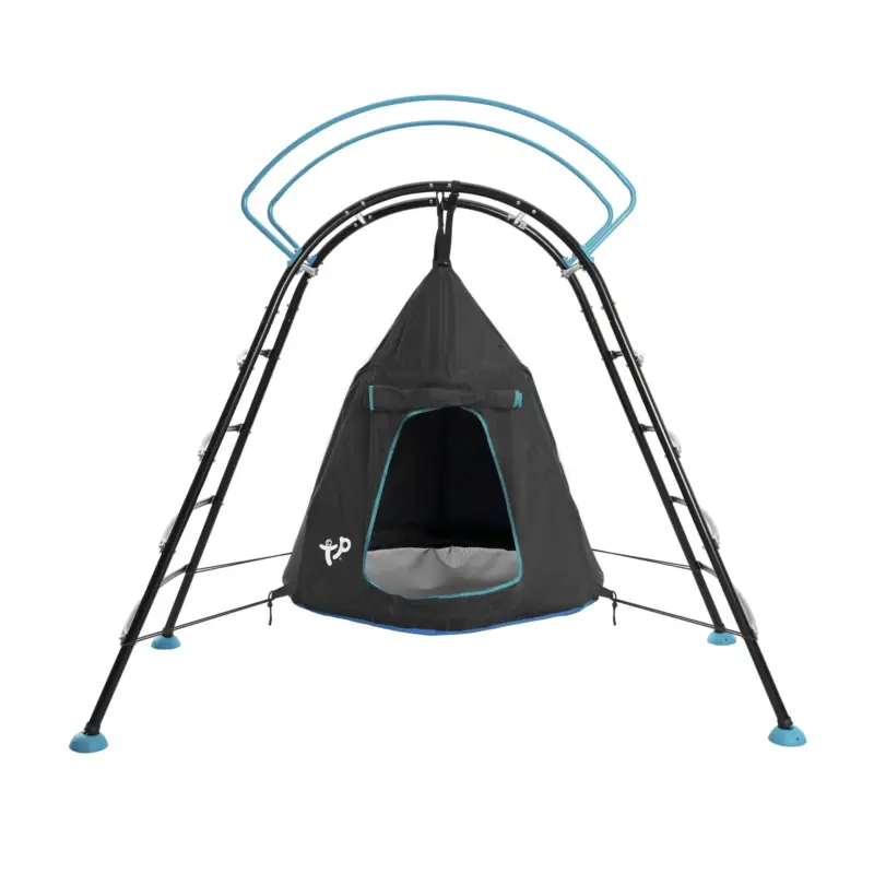 TP Toys Klettergerüst UFO mit Hängesessel 217×122×201 cm Schwarz – Stahlrahmen & gebogene Leiter Highlight