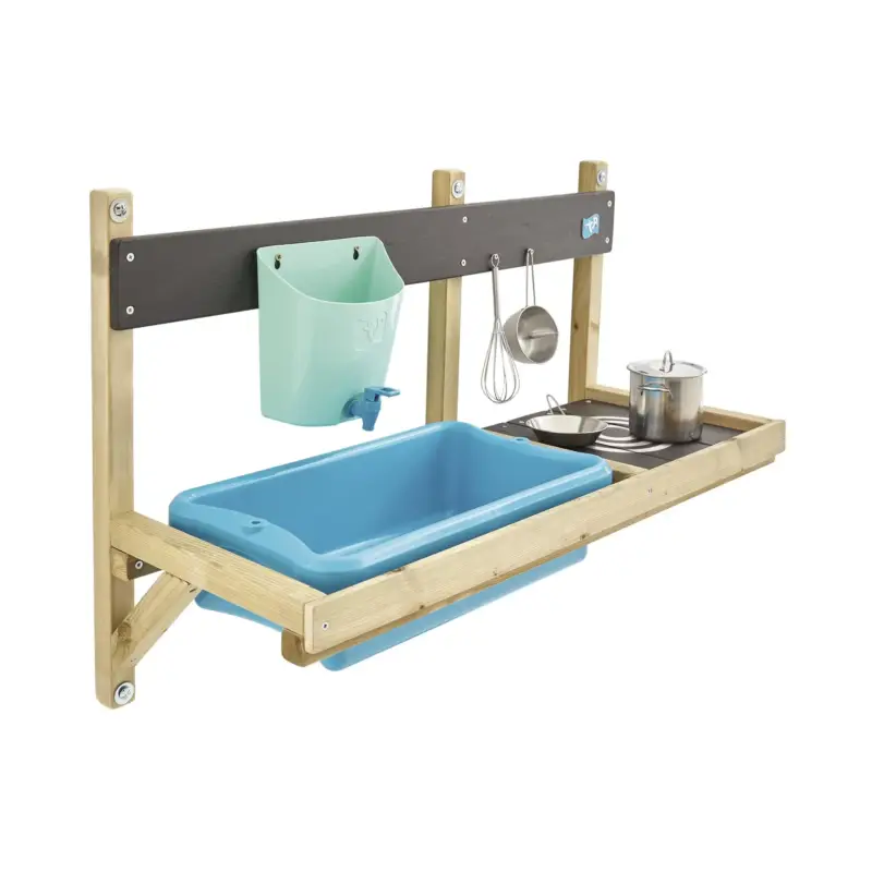 Letzte Chance TP Toys Matschküche Mops Deluxe Wandmodul 81×36×56 cm Natur – Zapfhahn & Edelstahltöpfe