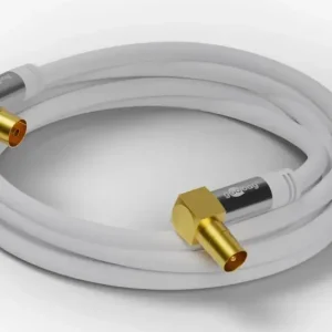 TV Antennenkabel 135 dB, 4x geschirmt, 5 m, Weiß - vergoldet, Koax-Buchse 90° > Koax-Stecker 90° (70422) Meistverkauft
