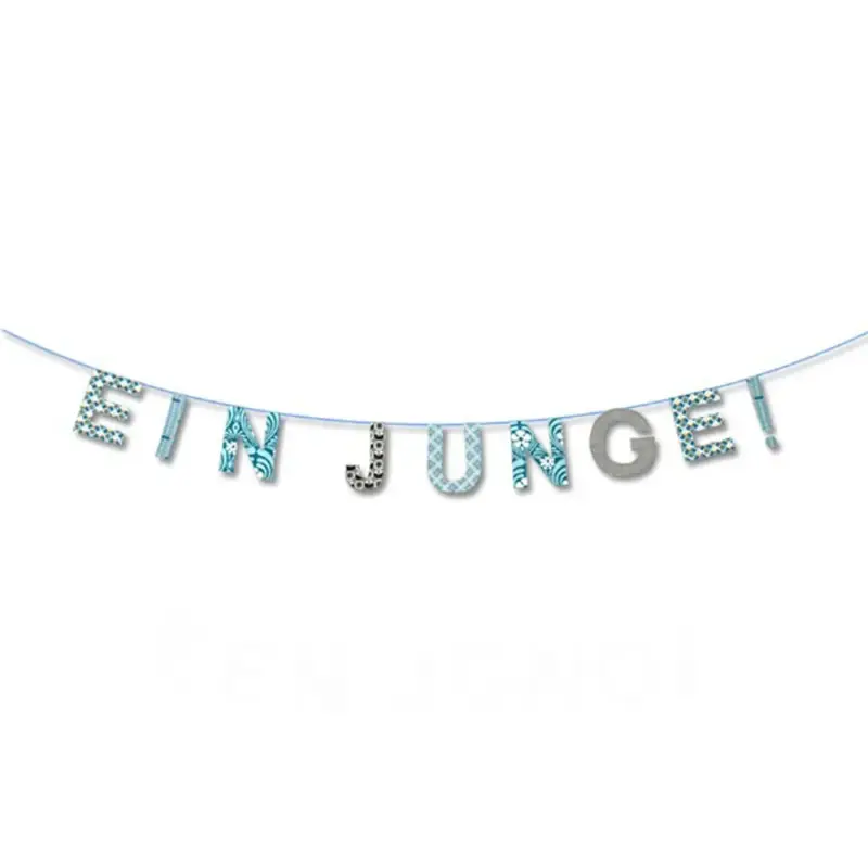Billig Taftan Wimpelgirlande Junge blau