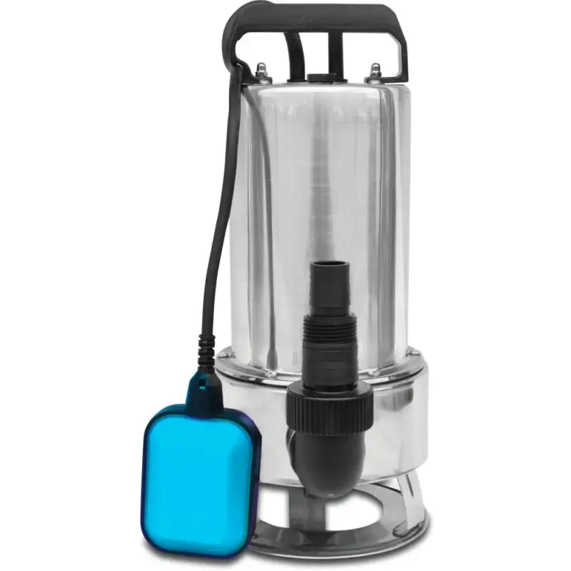 Tauchpumpe, Brunnenpumpe, Unterwasserpumpe 1" x 1 1/2" x 1" Schlauchtülle x Außengewinde x Schlauchtülle, 1,6A, 230VAC, Grau, Typ IP 550 INOX Echt