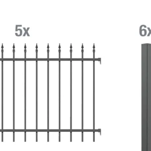 Zaunkomplettset Chaussee, zum Einbetonieren, anthrazit, Höhe 100 cm, Länge 10 m Neue Ware