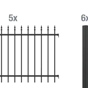 Schnäppchen Zaunkomplettset Chaussee, zum Einbetonieren, matt-schwarz, Höhe 100 cm, Länge 10 m