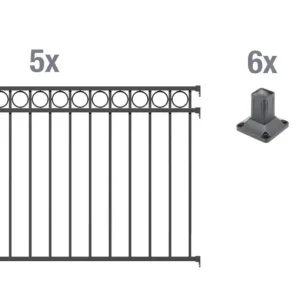 Bestseller Zaunkomplettset Circle, zum Aufschrauben, anthrazit, Höhe 100 cm, Länge 10 m