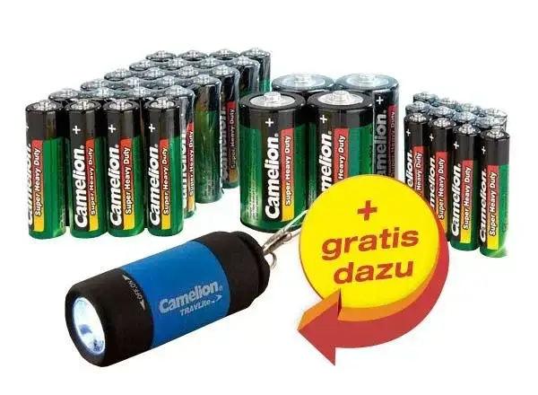 Zink-Kohle Batterie Sparpack 40-teilig mit LED Taschenlampe Kracherpreis