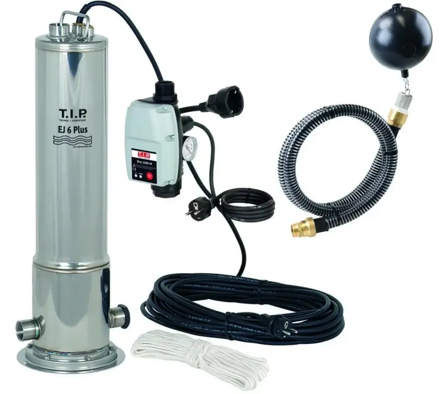 Zisternen-Tauchdruckpumpe EJ 6 Plus mit Anschlusszubehör & elektr. Pumpensteuerung, bis 6.300 l/h Förderm. Zertifiziert