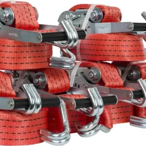 Sichere Zahlung Zurrgurte mit Ratsche, 7-teiliges Set, 50 mm Gurtbreite, 2000/4000 daN, Festende 0,3 m / Losende 7,7 m lang, Spitzhaken