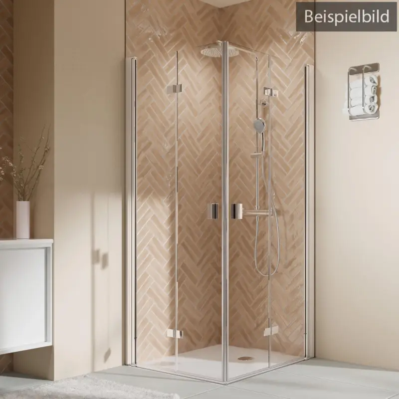 Echt Breuer Elana 2.0 eckig Eckeinstieg Drehfalttür 4-teilig Bella C 100 x 80 cm - Alu Chromeffekt