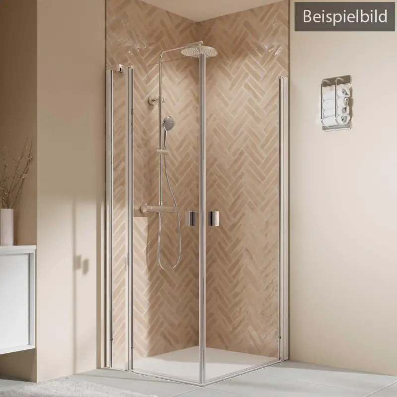 Angebot Breuer Elana 2.0 eckig Eckeinstieg Kombination Drehtür links / Drehtür mit Festteil rechts Mastercarre 80 x 120 cm - Alu Silber matt