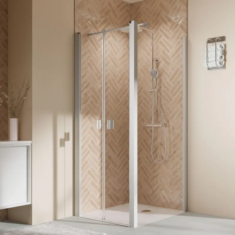 Versand Am Gleichen Tag Breuer Elana 2.0 eckig Seitenwand für Pendeltür Wandanschlag rechts Klarglas hell 120 cm - Weiß matt