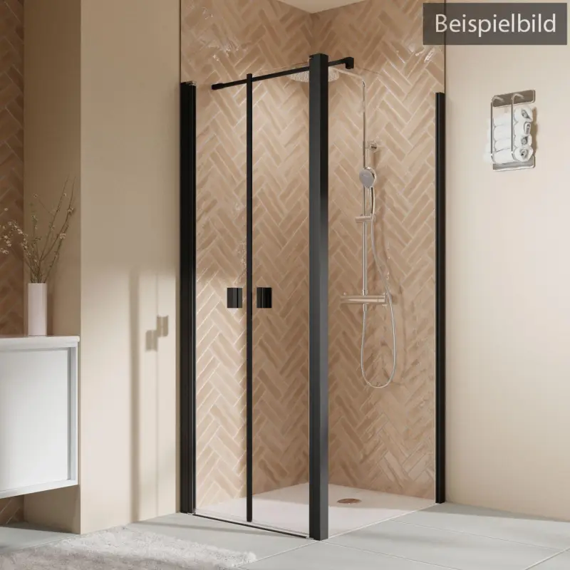 Breuer Elana 2.0 eckig Black Edition Seitenwand für Pendeltür Wandanschlag rechts Grau getönt 120 cm - Schwarz matt Jetzt Kaufen