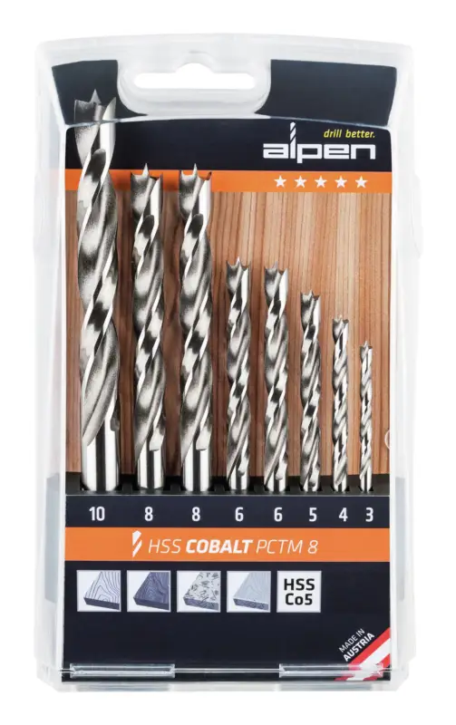 Alpen Holzspiralbohrer-Satz PCTM 8-teilig HSS-Co5 D.3/4/5/2 x 6/2 x 8/10 mm Schnäppchen