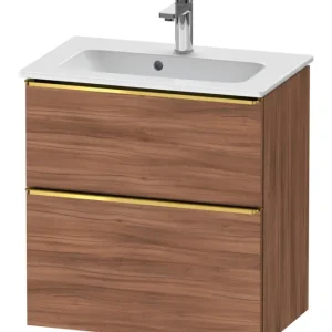 Saisonangebot Duravit D-Neo Waschtischunterschrank mit 2 Auszügen Griff Gold Poliert 610 x 625 x 372 mm - Nussbaum Natur Matt
