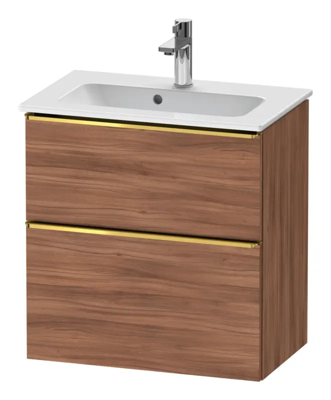 Saisonangebot Duravit D-Neo Waschtischunterschrank mit 2 Auszügen Griff Gold Poliert 610 x 625 x 372 mm - Nussbaum Natur Matt