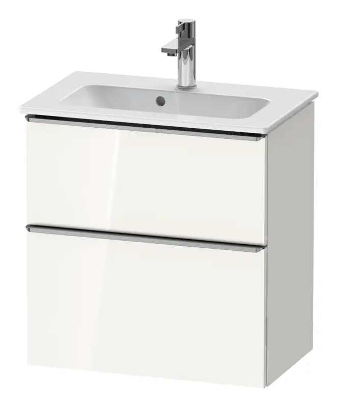 Duravit D-Neo Waschtischunterschrank mit 2 Auszügen Griff Edelstahl Gebürstet 610 x 625 x 372 mm - Weiß Hochglanz Online Kaufen