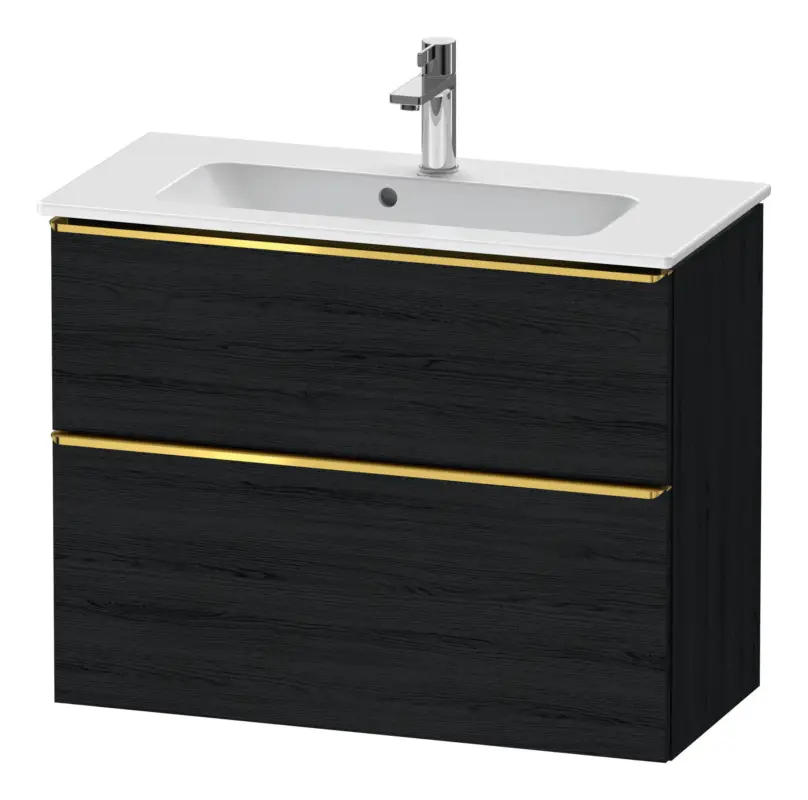 Schnäppchen Duravit D-Neo Waschtischunterschrank mit 2 Auszügen Griff Gold Poliert 810 x 625 x 372 mm - Eiche Schwarz Matt