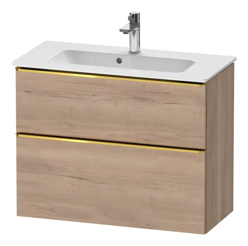 Duravit D-Neo Waschtischunterschrank mit 2 Auszügen Griff Gold Poliert 810 x 625 x 372 mm - Eiche Marmoriert Matt Echt