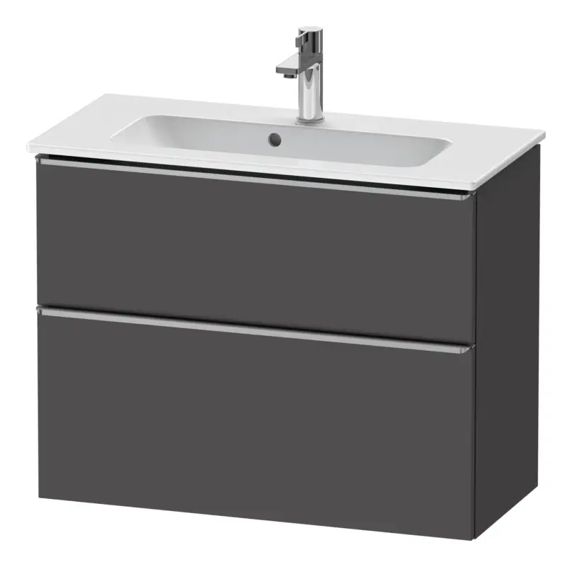 Nur Heute Duravit D-Neo Waschtischunterschrank mit 2 Auszügen Griff Edelstahl Gebürstet 810 x 625 x 372 mm - Graphit Matt