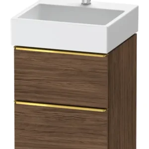 Zertifiziert Duravit D-Neo Waschtischunterschrank mit 2 Auszügen Griff Gold Poliert 484 x 625 x 442 mm - Nussbaum dunkel Matt