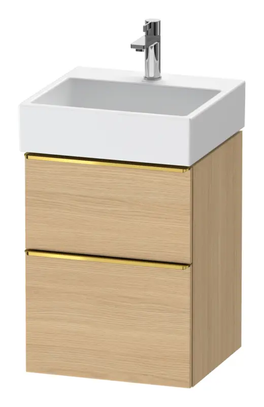 Duravit D-Neo Waschtischunterschrank mit 2 Auszügen Griff Gold Poliert 484 x 625 x 442 mm - Eiche Natur Matt Letzte Chance