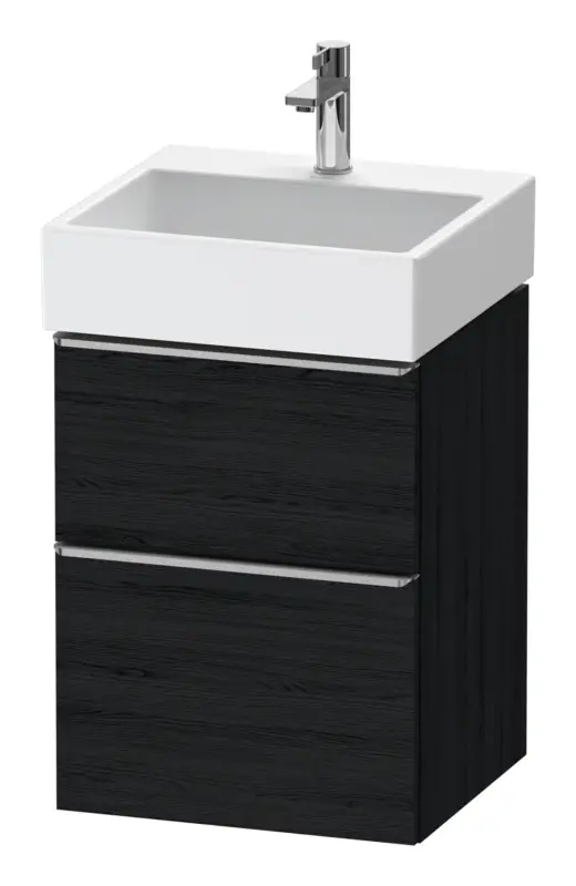 Neu Duravit D-Neo Waschtischunterschrank mit 2 Auszügen Griff Edelstahl Gebürstet 484 x 625 x 442 mm - Eiche Schwarz Matt