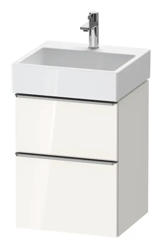 Duravit D-Neo Waschtischunterschrank mit 2 Auszügen Griff Edelstahl Gebürstet 484 x 625 x 442 mm - Weiß Hochglanz Preisreduziert