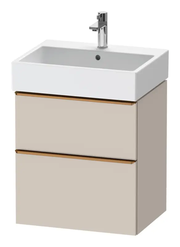 Duravit D-Neo Waschtischunterschrank mit 2 Auszügen Griff Bronze Gebürstet 584 x 625 x 442 mm - Taupe Matt Echt