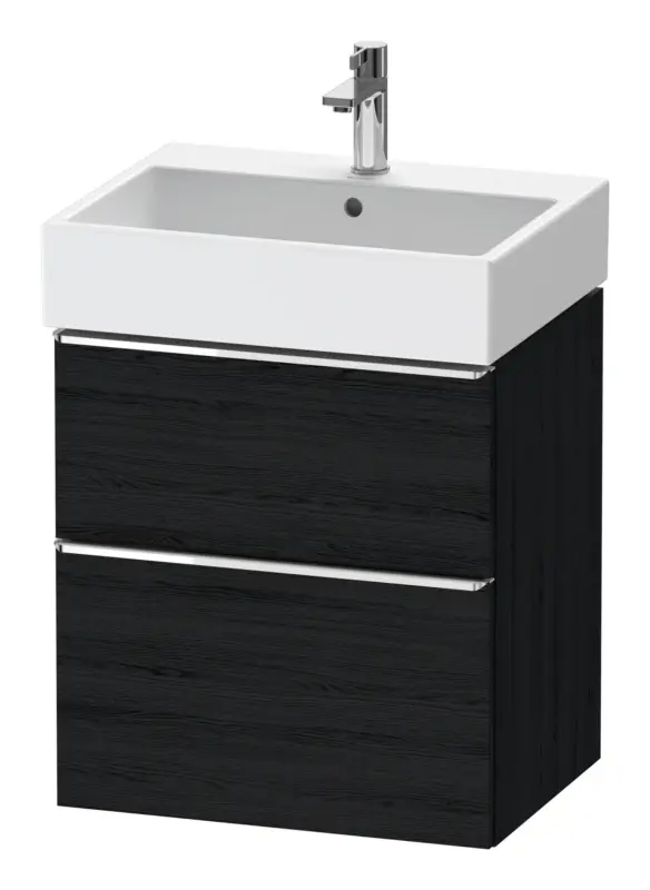 Duravit D-Neo Waschtischunterschrank mit 2 Auszügen Griff Chrom Hochglanz 584 x 625 x 442 mm - Eiche Schwarz Matt Markenware