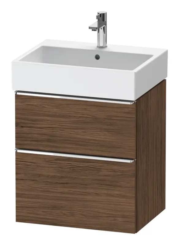 Duravit D-Neo Waschtischunterschrank mit 2 Auszügen Griff Chrom Hochglanz 584 x 625 x 442 mm - Nussbaum dunkel Matt Neuheit