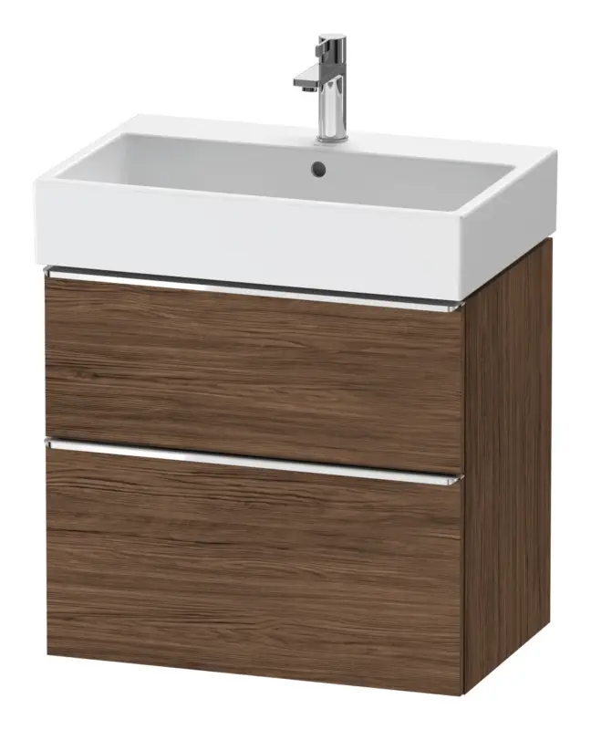 Duravit D-Neo Waschtischunterschrank mit 2 Auszügen Griff Chrom Hochglanz 684 x 625 x 442 mm - Nussbaum dunkel Matt Neue Kollektion