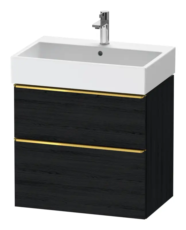 Duravit D-Neo Waschtischunterschrank mit 2 Auszügen Griff Gold Poliert 684 x 625 x 442 mm - Eiche Schwarz Matt Rabatt