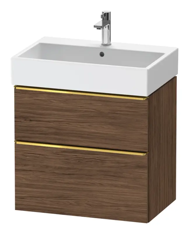 Top-Seller Duravit D-Neo Waschtischunterschrank mit 2 Auszügen Griff Gold Poliert 684 x 625 x 442 mm - Nussbaum dunkel Matt
