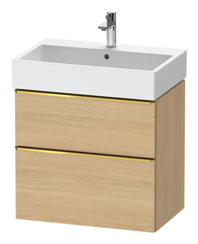 Ausverkauf Duravit D-Neo Waschtischunterschrank mit 2 Auszügen Griff Gold Poliert 684 x 625 x 442 mm - Eiche Natur Matt