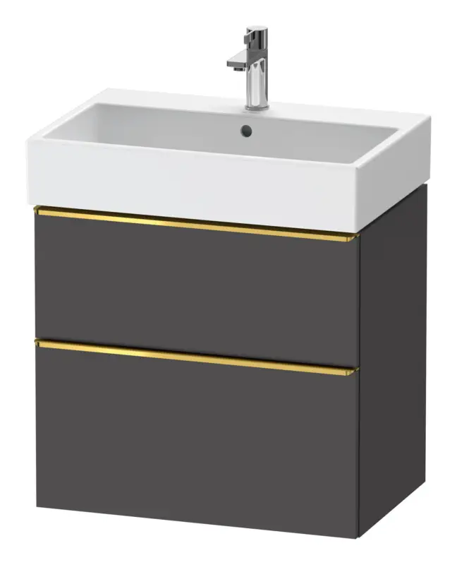 Günstig Duravit D-Neo Waschtischunterschrank mit 2 Auszügen Griff Gold Poliert 684 x 625 x 442 mm - Graphit Matt