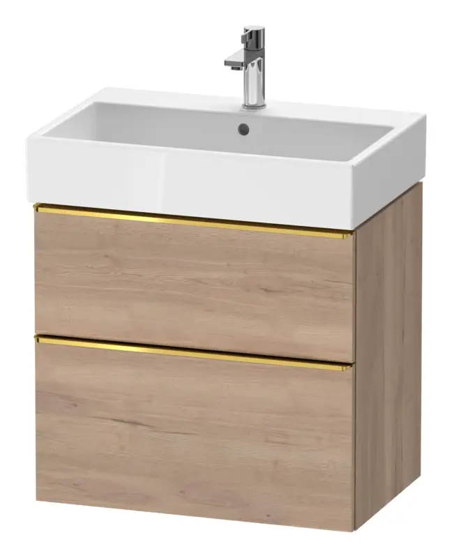 Markenware Duravit D-Neo Waschtischunterschrank mit 2 Auszügen Griff Gold Poliert 684 x 625 x 442 mm - Eiche Marmoriert Matt