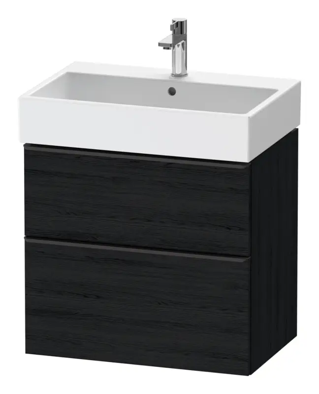 Neue Ware Duravit D-Neo Waschtischunterschrank mit 2 Auszügen Griff Diamantschwarz Matt 684 x 625 x 442 mm - Eiche Schwarz Matt