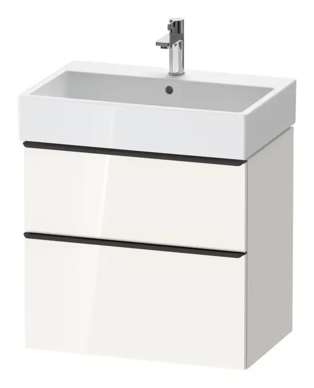 Duravit D-Neo Waschtischunterschrank mit 2 Auszügen Griff Diamantschwarz Matt 684 x 625 x 442 mm - Weiß Hochglanz Markenprodukt