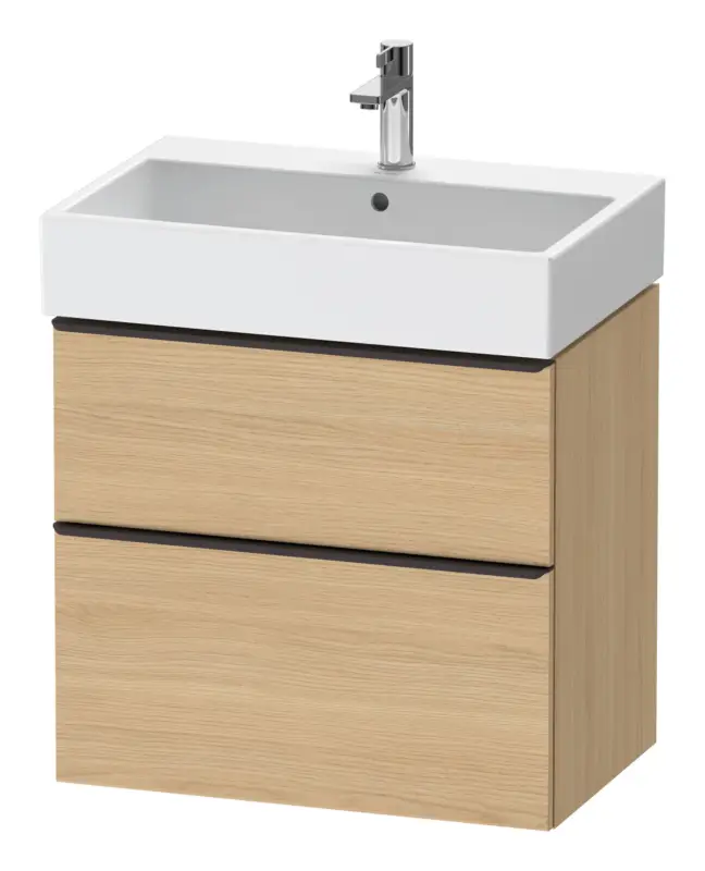 Duravit D-Neo Waschtischunterschrank mit 2 Auszügen Griff Diamantschwarz Matt 684 x 625 x 442 mm - Eiche Natur Matt Top-Angebot