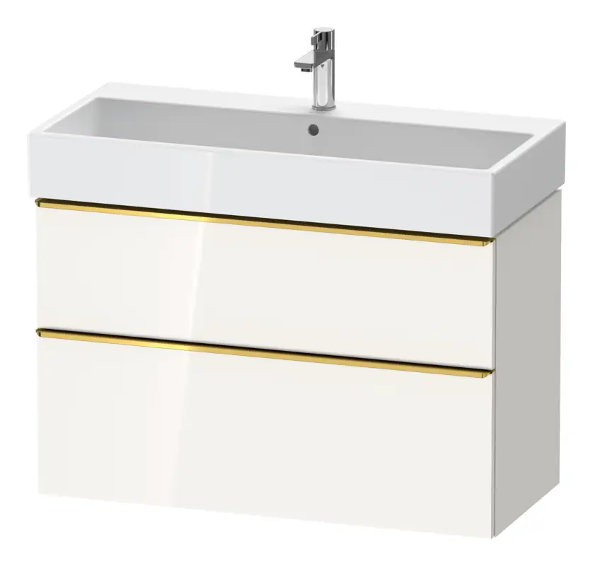 Duravit D-Neo Waschtischunterschrank mit 2 Auszügen Griff Gold Poliert 984 x 625 x 442 mm - Weiß Hochglanz Top-Angebot