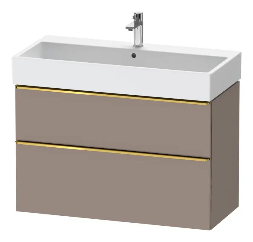 Markenprodukt Duravit D-Neo Waschtischunterschrank mit 2 Auszügen Griff Gold Poliert 984 x 625 x 442 mm - Basalt Matt