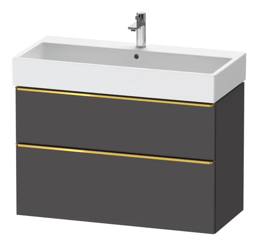 Duravit D-Neo Waschtischunterschrank mit 2 Auszügen Griff Gold Poliert 984 x 625 x 442 mm - Graphit Matt Rabatt