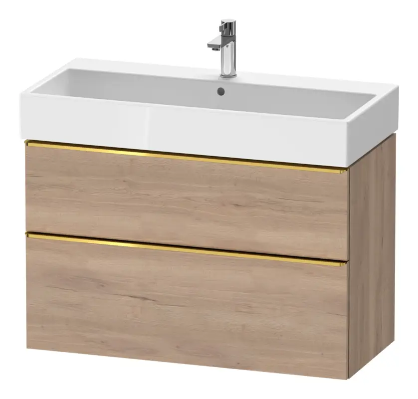 Duravit D-Neo Waschtischunterschrank mit 2 Auszügen Griff Gold Poliert 984 x 625 x 442 mm - Eiche Marmoriert Matt Neuheit