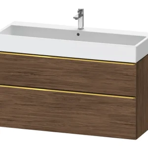 Zertifiziert Duravit D-Neo Waschtischunterschrank mit 2 Auszügen Griff Gold Poliert 1184 x 625 x 442 mm - Nussbaum dunkel Matt