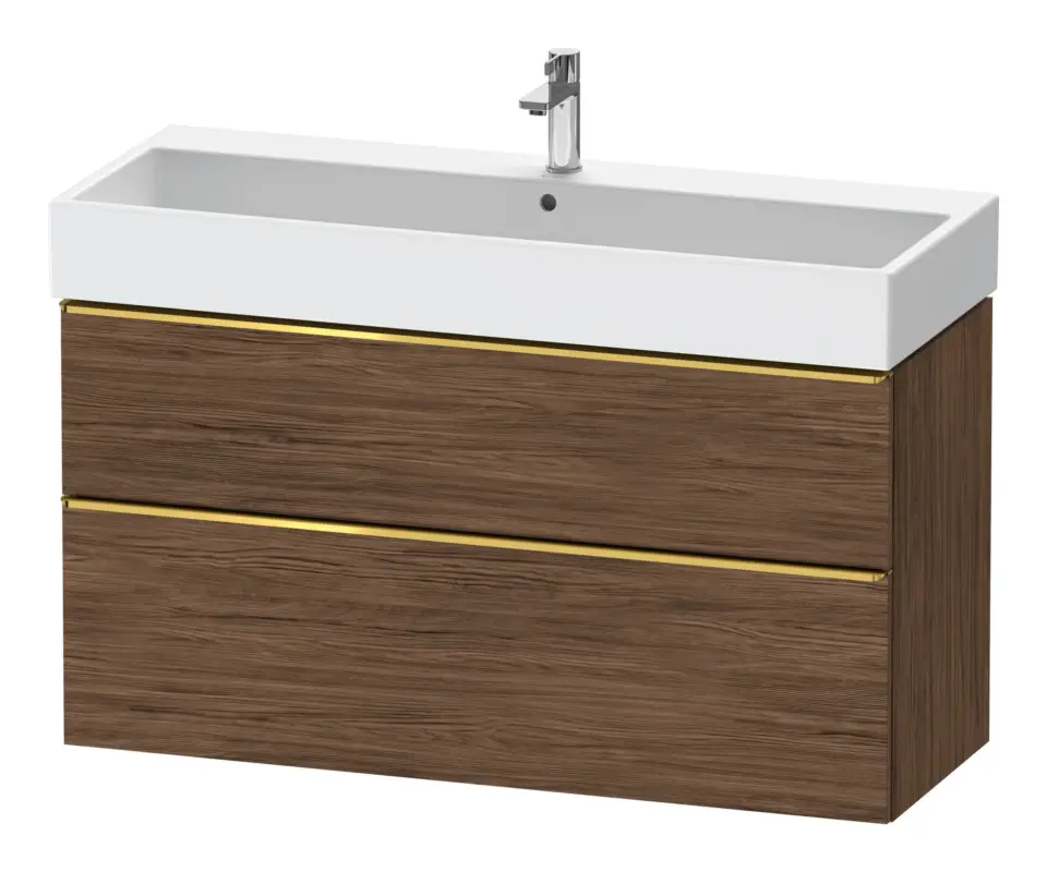 Zertifiziert Duravit D-Neo Waschtischunterschrank mit 2 Auszügen Griff Gold Poliert 1184 x 625 x 442 mm - Nussbaum dunkel Matt