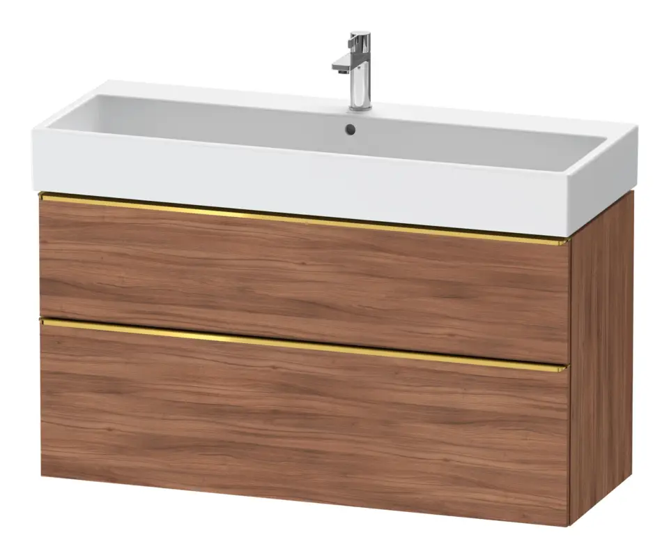 Duravit D-Neo Waschtischunterschrank mit 2 Auszügen Griff Gold Poliert 1184 x 625 x 442 mm - Nussbaum Matt Preiswert