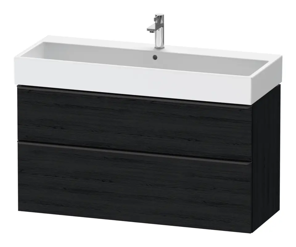 Neue Ware Duravit D-Neo Waschtischunterschrank mit 2 Auszügen Griff Diamantschwarz Matt 1184 x 625 x 442 mm - Eiche Schwarz Matt