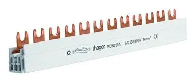 Hager Phasenschiene 3-phasig 17,5 mm 210 mm 16 qmm 80A Gabel isoliert Preisreduziert