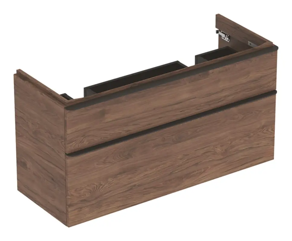 Geberit Smyle Square Waschtischunterschrank für Doppelwaschtisch 2 Schubladen 1184 mm x 470 mm x 617 mm - Nussbaum hickory Melamin Holzstruktur Nur Heute