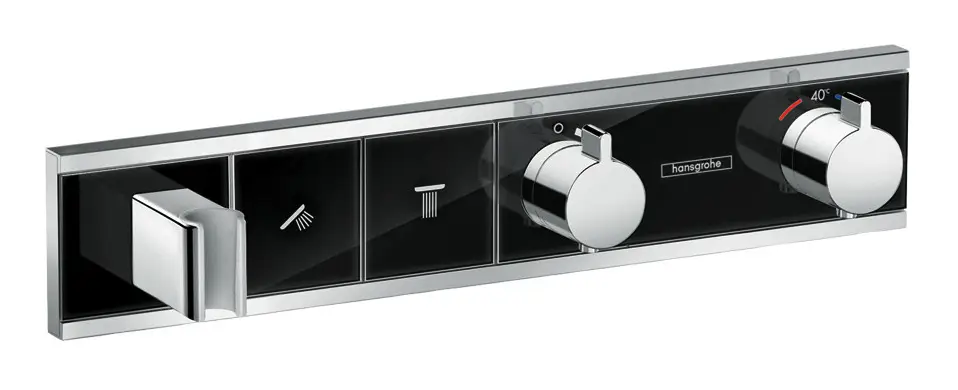 Hansgrohe RainSelect Thermostat für 2 Verbraucher mit integriertem Brausehalter Unterputz - Schwarz / Chrom Zertifiziert