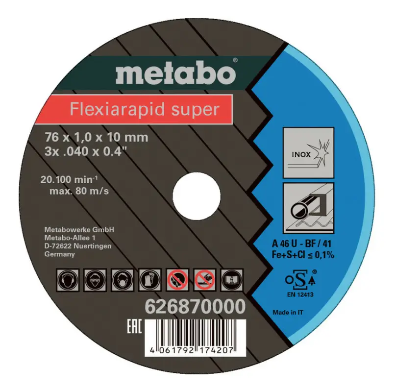 Online Kaufen Metabo Flexiarapid Super 76 x 1 x 10 mm Inox Trennscheibe gerade Ausführung